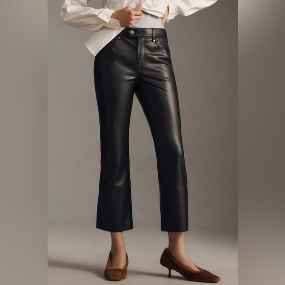NWT! Anthropologie Pilcro Faux-Leather Cropped Moto Pants - Size 32 🎃 - Picture 1 of 6